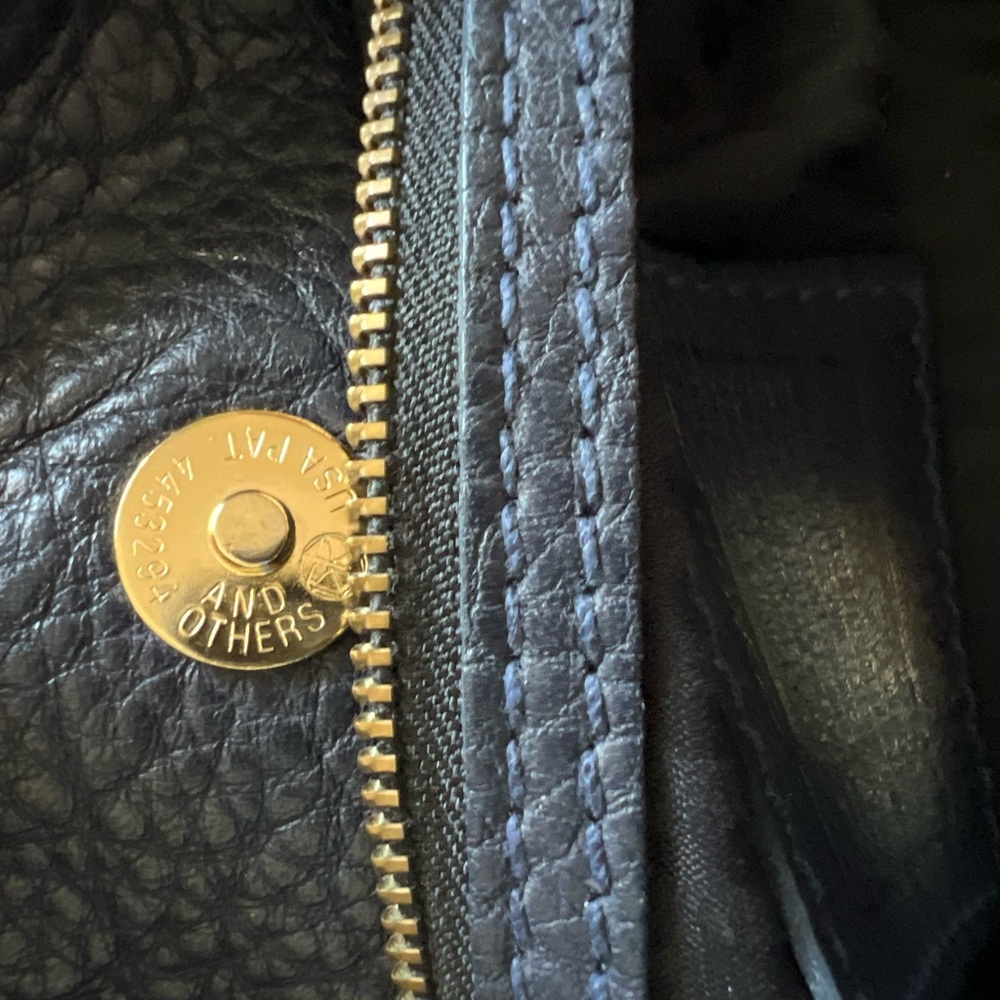 COACH Vintage Sonoma Pocket Zip Crossbody Bag in Navy Blue Pebbled Leather - Picture 10 of 11